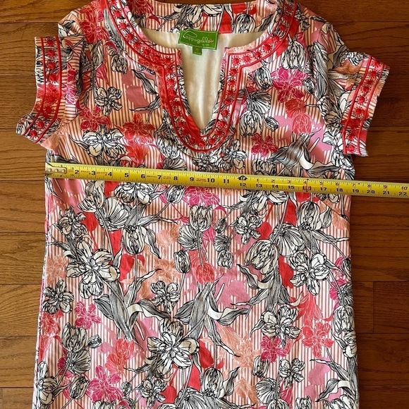 Pappogallo Dress Size 10 Embroidery around neck sleeves V Neck Fully Lin… - Picture 11 of 12